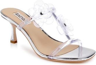 Badgley Mischka Xyra T-Strap Sandal in Clear/Silver at Nordstrom, Size 5.5