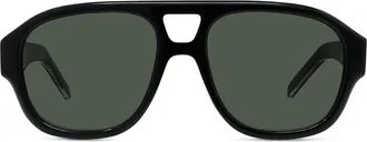 Givenchy Day 55mm Gradient Pilot Sunglasses in Shiny Black /Green at Nordstrom