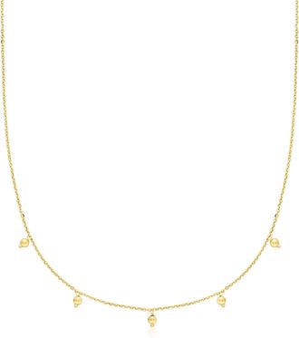 RS Pure by Ross-Simons Italian 14kt Yellow Gold Bead Station Necklace