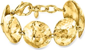 Ross-Simons Italian 14kt Yellow Gold-Plated Hammered Disc-Link Bracelet