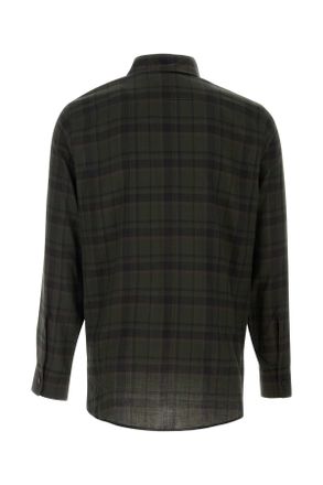 Saint Laurent Mens Embroidered Cotton Shirt Falklandchecksod Exterior: Camicie