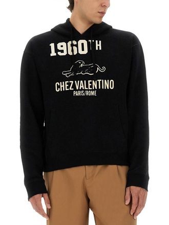 Valentino Cotton-Viscose Blend Hoodie - Black
