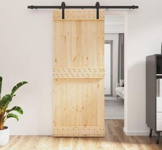 vidaXL Vidaxl - Furniture Limited - Puerta Corredera Con Herrajes Madera Maciza