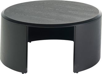 Miliboo Mesa De Centro De Dise&ntilde;o Redonda De Madera Negra D80 Cm Zahra