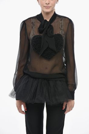 Dsquared2 Blusa Trasparente in Chiffon di Seta Dsquared2