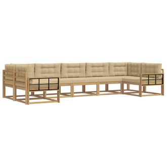 vidaXL Conjunto De Sof&aacute;s De Exterior Con Coj&iacute;n 7 Pcs Y Beige Vidaxl
