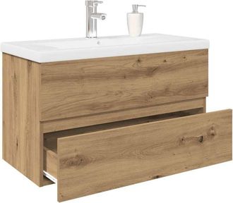 vidaXL Mueble Para Lavabo Con Lavabo Integrado Y Grifo Roble Artesanal Vidaxl