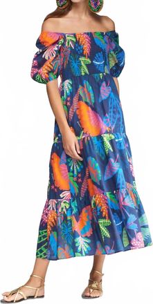 Vilagallo Tora Midi Dress In Blue Multi