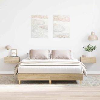 Berkfield Home Bed Frame No Mattress Sonoma Oak 140x200 cm Engineered Wood in Brown