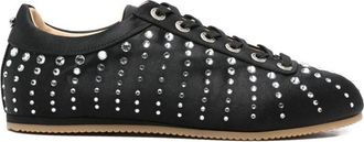 Mach & Mach Zwarte Satijnen Crystal Ray Ballet Runner - Dames - Sneakers - Zwart - 38 EU - Satijn - Schoenen