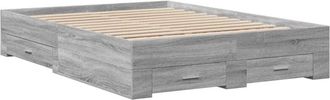 vidaXL Cama con cajones madera ingeniería gris Sonoma 140x190 cm Vidaxl