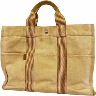 Herm&egrave;s Orange Canvas Tote Bag (Pre-Owned)