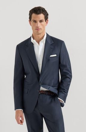 Brunello Cucinelli Super 150s virgin wool four season batavia twill blazer in Navy Blue at Nordstrom, Size 52 It
