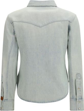Jacob Cohen Womens Western Shirt Lightweight Denim Light Blue Cotton