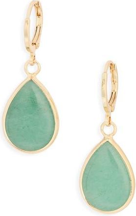 Nordstrom Rack Semiprecious Stone Teardrop Earrings in Green- Gold at Nordstrom Rack