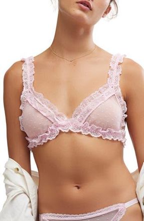 Free People Intimately FP Heart To Heart Dotted Mesh Bralette in Pink at Nordstrom Rack, Size X-Small