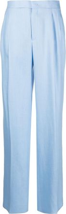 Tagliatore high-waisted pleated trousers - women - Linen/Flax/Acetate/Cupro - 40 - Blue