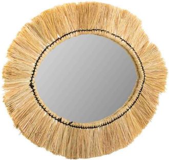 Wanderlust Deco Espejo Ovalado De Fibra Natural Marr&oacute;n 55x44x6