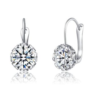 Rachel Glauber Solitaire Drop Earrings with Colored Cubic Zirconia
