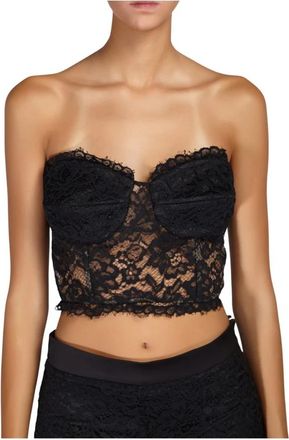 Doris S Elegante Kant Crop Top - Dames - Tops zonder mouwen - Zwart - S - Tops
