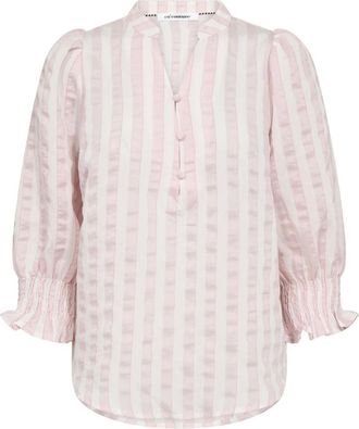Co'Couture Sailacc Blusa de Manga Corta con Rayas y Cuello en V - Blouses & Shirts - Mujer - Rosa - XL