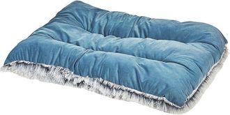 Beliani Cama Para Perro De Terciopelo Azul 60 X 90 Cm Coj&iacute;n Borlas Mascota Animal Ergani