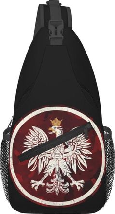 Generic Polish Flag Poland Polska Eagle Sling Bag With Zipper Chest Bag Adjustable Daypack For Women Camping Runner