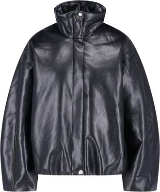 Anine Bing Black Cyrus High-Collar Leather Jacket