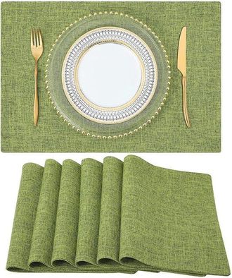 OEM Mantel, Juego De 6 Manteles Individuales De Lujo Y Caminos De Mesa Resistentes Calor Hermoso Azul Pavo Real Mesa Comedor Cocina, Azul Pavo Real