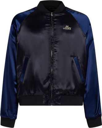 Marni logo-embroidered satin bomber jacket - men - Viscose - 56 - Blue