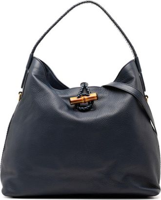 Gucci Navy Leather Shoulder Bag Tote Bag (Pre-Owned)