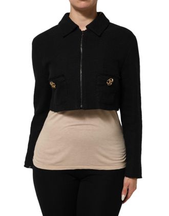 Dolce & Gabbana Womens Black Cotton Full Zip Cropped Coat Jacket Co+01+pa Clothing