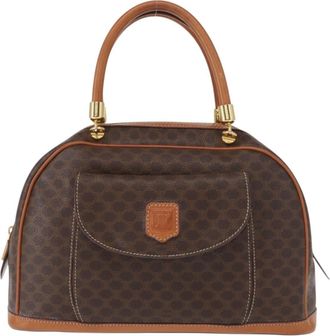 Celine Vintage Macadam Handbag Canvas And Leather Brown Canvas Handbag (Pre-Owned)