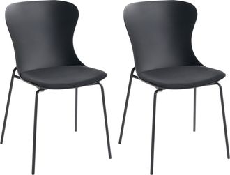 Beliani Conjunto De 2 Sillas De Comedor Con Patas De Metal Asiento Sint&eacute;tico Con Coj&iacute;n Apilables Negro Pitsburg