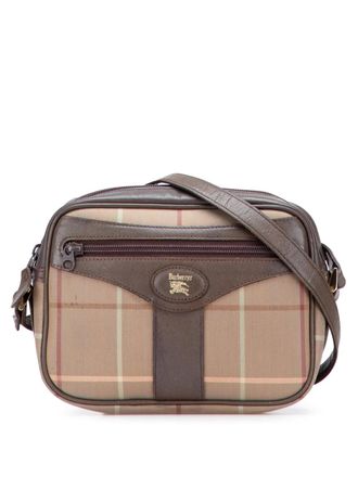 Burberry 1900s Vintage check canvas crossbodytas - Bruin