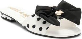 Karl Lagerfeld Ciaran Bow Slide Sandal in White/Black at Nordstrom Rack, Size 9.5