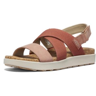 Keen Womens Elle Criss Cross Premium Comfortable Fashion Casual Wedge Sandals, Baked Clay/Cork, 8
