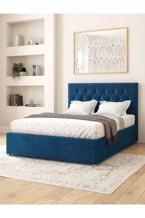 Aspire Home Accents Olivier Electric Adjustable Bed Upholstered in Plush Velvet Fabric with Pocket Sprung Mattress UK Made in Navy | Size: Super King