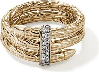 John Hardy Spear 14K Gold Diamond Pave Double Wrap Ring at Nordstrom, Size 7