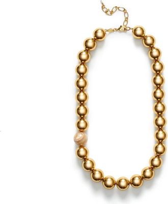 Anni Lu Statement Gouden Ketting met Parel Detail - Dames - Kettingen - Geel - ONE Size - Leer - Accessoires