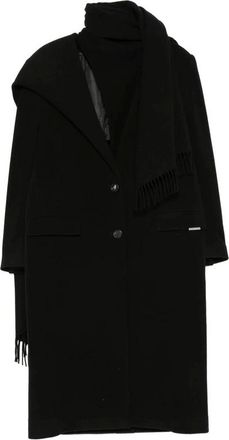 The Attico Scarf-Detail Wool-Blend Coat - female - The Attico - Single-Breasted Coats - Black - S - Coats
