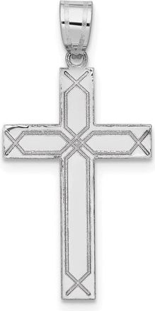 Diamond2Deal 14k White Gold Solid Laser Etched Cross Pendant
