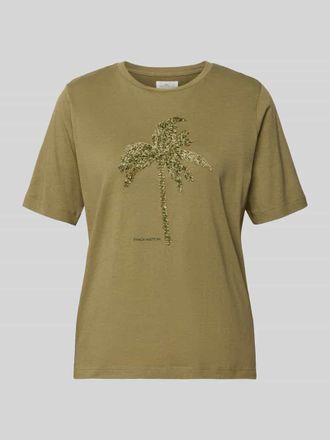 Fynch-Hatton Fynch-Hatton T-Shirt mit Motiv und Rundhalsausschnitt Modell PALMS in Khaki, Gr&ouml;&szlig;e XXL
