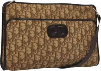 Dior Pre-owned Cross Body Bags, female, Brown, Size: ONE SIZE Pre-owned Vintage Trotter Canvas Shoulder Bag