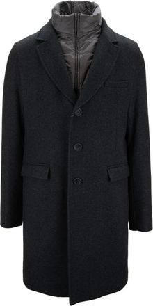 Herno Wollen jas met ritssluiting - Heren - Mantel - Zwart - 2XL - Wol - Jassen