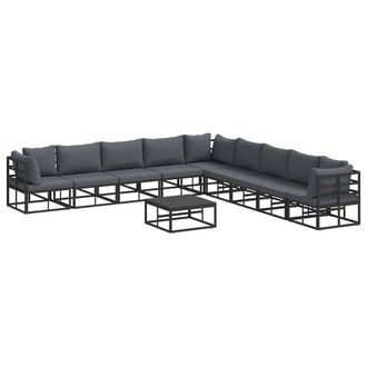 Berkfield Home Garden Sofa Set 10 pcs Black 70 x 70 x 32 cm Aluminium