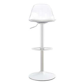 STILVORA Lote De 2 Taburetes De Bar Regulables Giratorios Con Respaldo Transparente Y Reposapies, Metal Y Plastico, Blanco