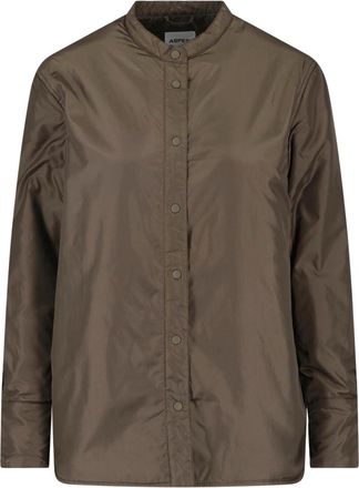 Aspesi Green Button-Up Technical Fabric Jacket