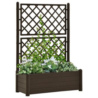 vidaXL Jardinera Con Enrejado Pp Moca 100x43x142 Cm Vidaxl