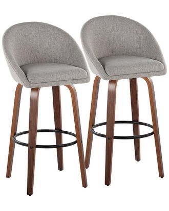 LumiSource LumiSource Set of 2 Matisse Highback 30in Contemporary Fixed-Height Swivel Bar Stools with Footrest